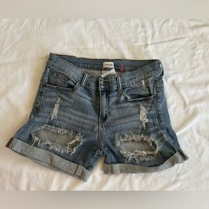 Sneak Peek Blue Distressed Jean Shorts